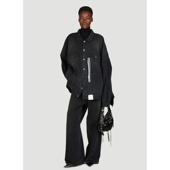 Balenciaga | Jackets & Coats | Balenciaga Size Sticker Denim Jacket ...